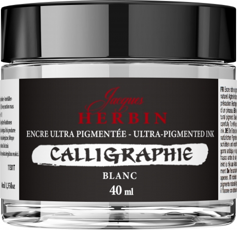 Calimara 40 ml Jacques Herbin Fine Arts Calligraphy Pigmented Blanc